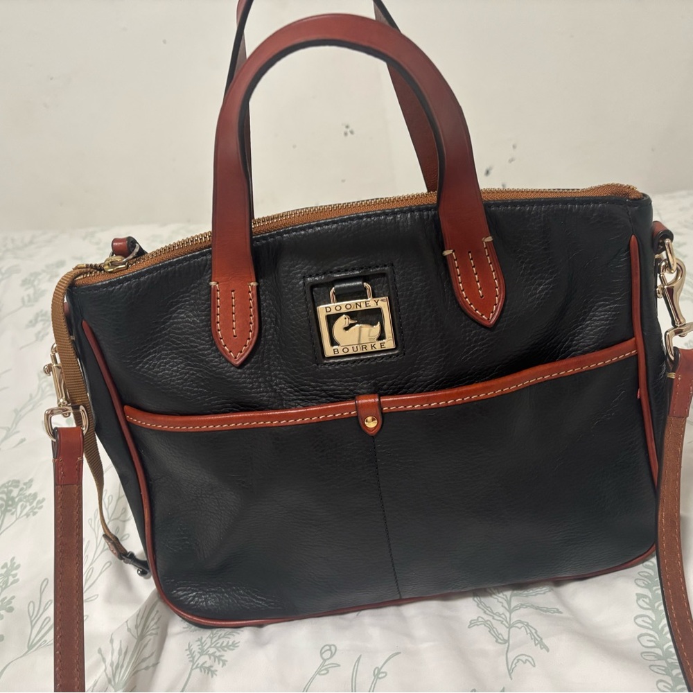 Dooney & Bourke Black and Brown Leather Satchel